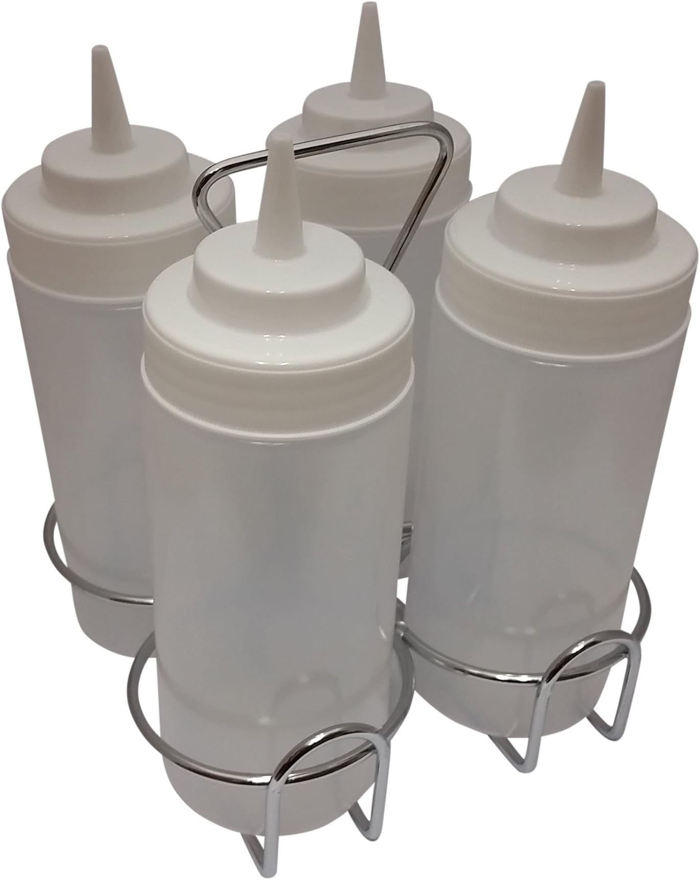 SET of 2, 32 Oz. (Ounce) Large Clear Squeeze Bottle, Condiment Squeeze Bottle, Open-tip, Wide Screw-on Spout, Polyethylene Durable Plastic, Diner Style (2) by Update International