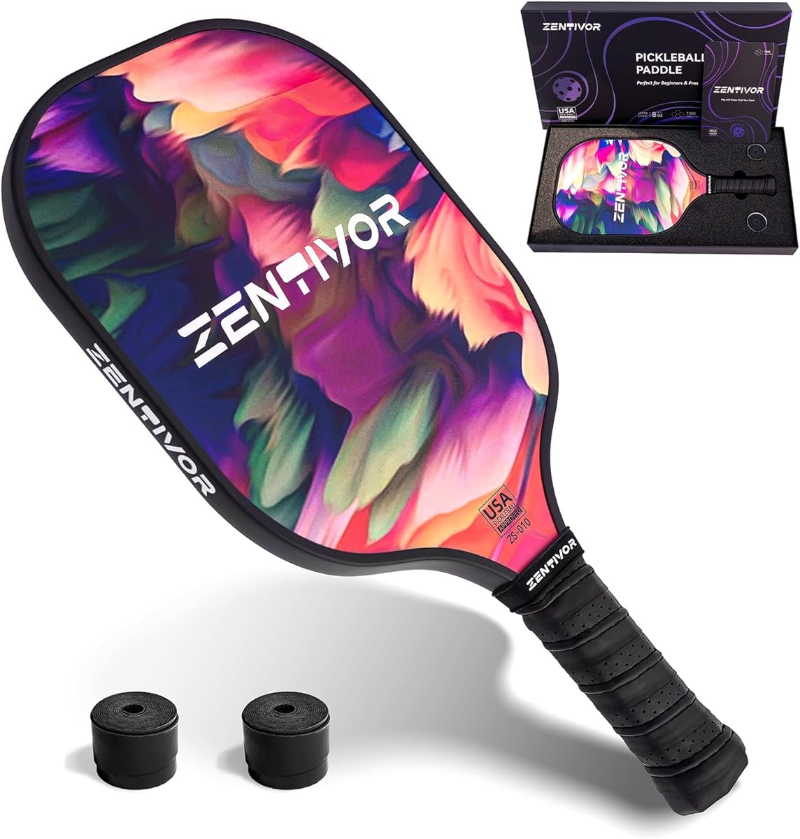 Lightweight Carbon Pickleball Paddles – USAPA Pickleball Paddles for Women, Men, Beginners & Intermediates | Gritty Surface, Stylish Design | 16mm Shock-Absorbing Core, Cushioned Grip