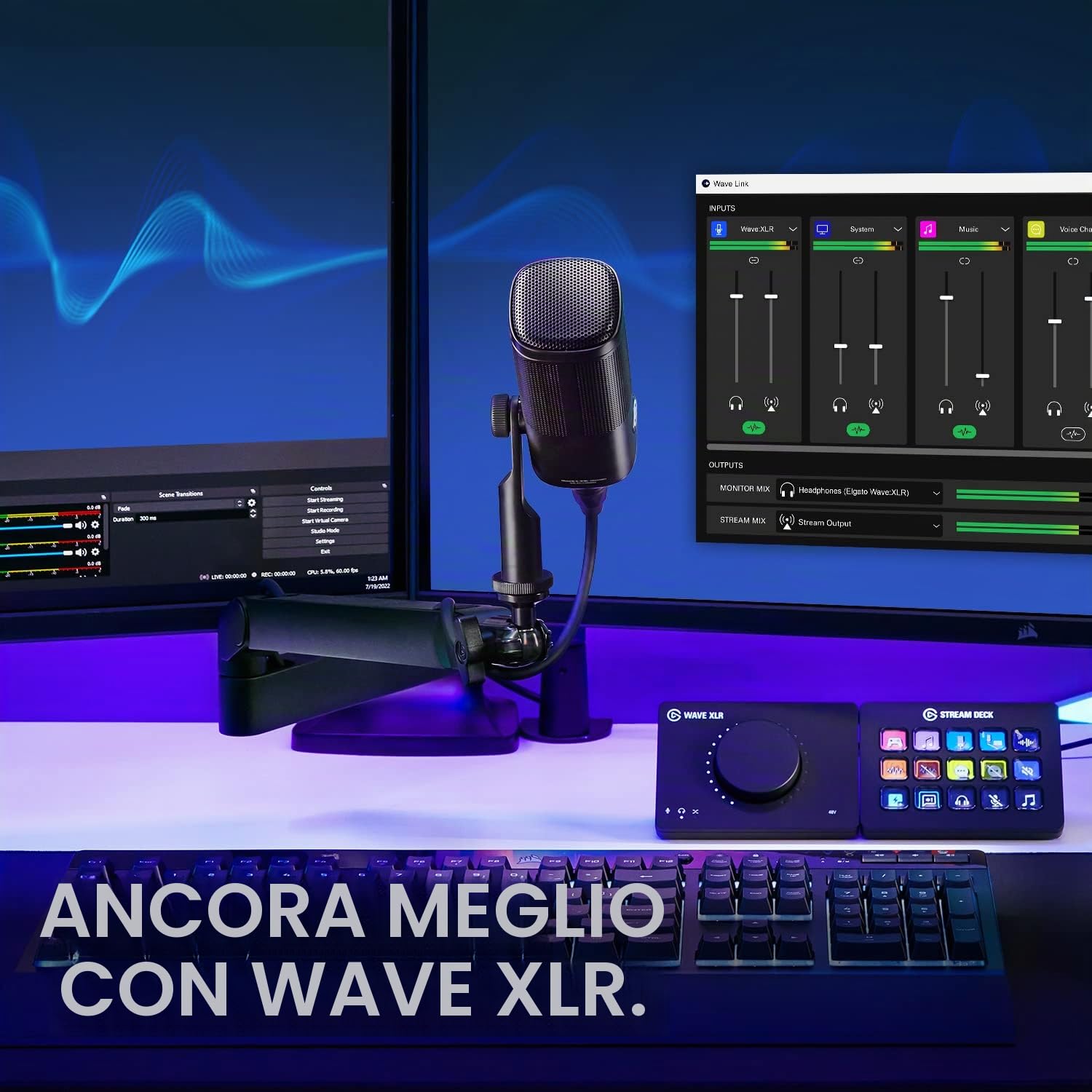 Elgato XLR Soluzione - Microfono Dinamico, Mixer Audio Con Riduzione Rumore, Software Di Mixaggio Digitale per Podcast, Streaming, Trasmissioni, Mac, PC Con Cavo 3m