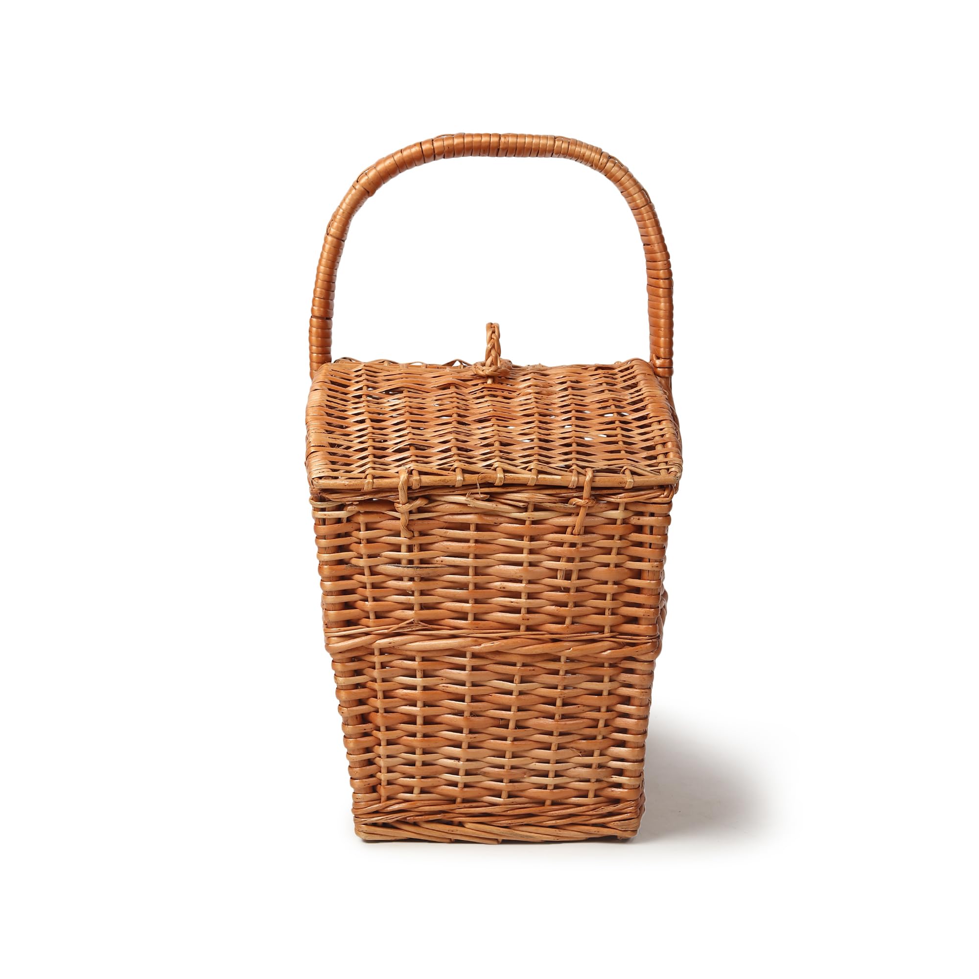 Habere India-All the Cultures Fabricating India Wicker Basket for Lunch | Picnic Basket with Top Handle | Modern Picnic Baskets | Bamboo Food Baskets, Rectangular, Brown (Medium: L32 x W23 x H28 cm) 3