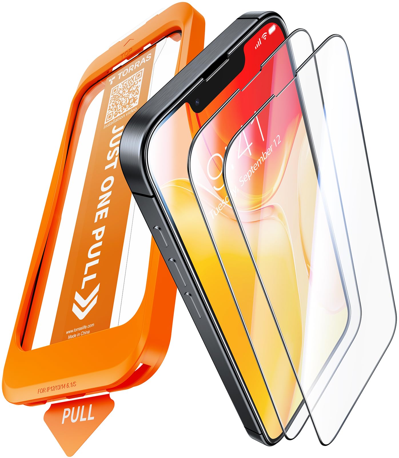 TORRAS for iPhone 13/14/13 Pro/16e Screen Protector 12FT Military Shatterproof, Full Screen Tempered Glass, 9H Anti-Scratch, No Bubbles No Dust for iPhone 13/14/13 Pro/16e, 2 Pack