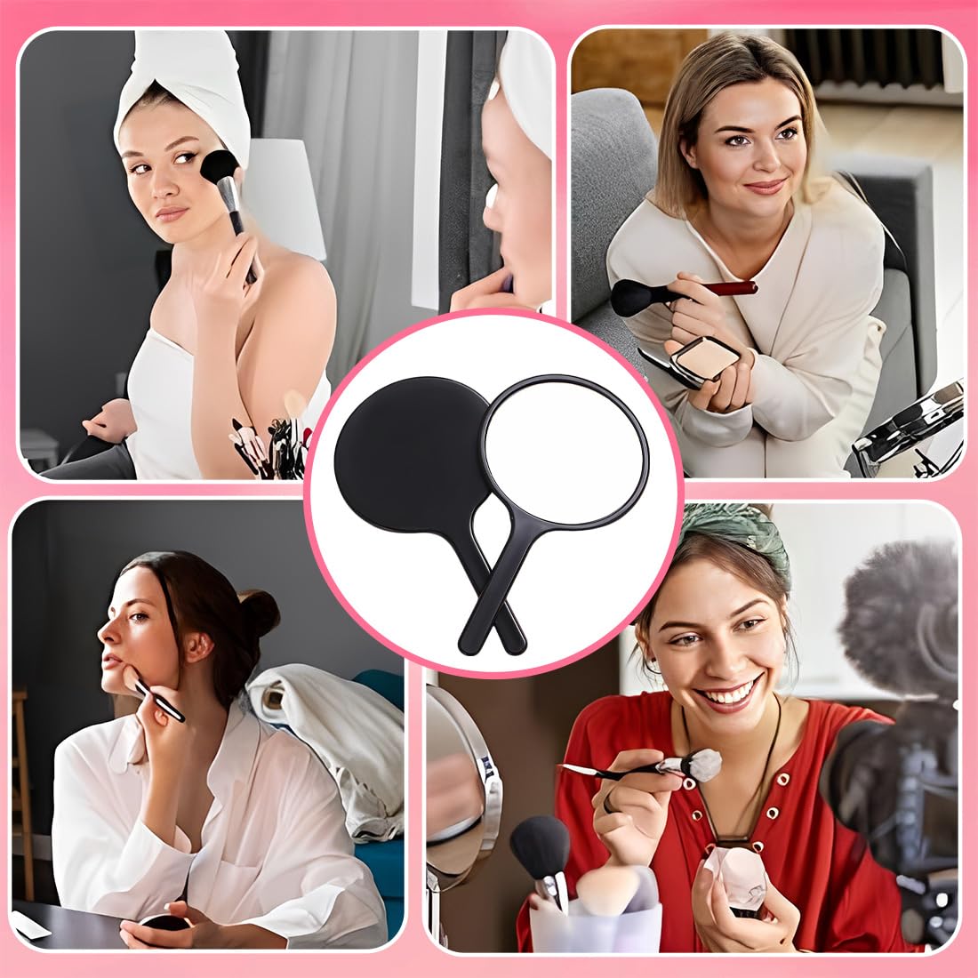 Specchio Con Manico, Specchio Portatile Professionale, Specchio Cosmetico Forma Rotonda, Sostenibile E Durevole, Perfetto Per Radersi O Applicare Il Trucco