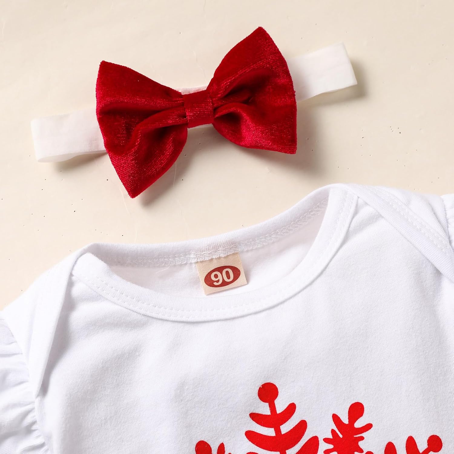 Viworld Baby Girl Birthday Clothes Snowflake First One Romper+Velvet Flared Pants-Hairband 3Pcs Cake Smash Outfits - Image 4