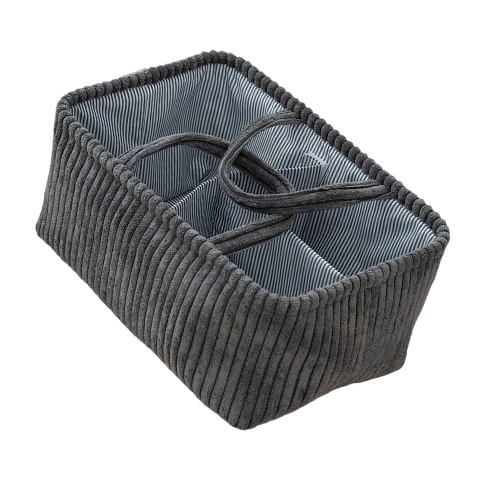Xjdzineq Stylish Corduroy Household Basket with Reinforced Handles and Versatile Storage Solution Multi-Compartment Organiser Fabric Storage Organiser with Handles