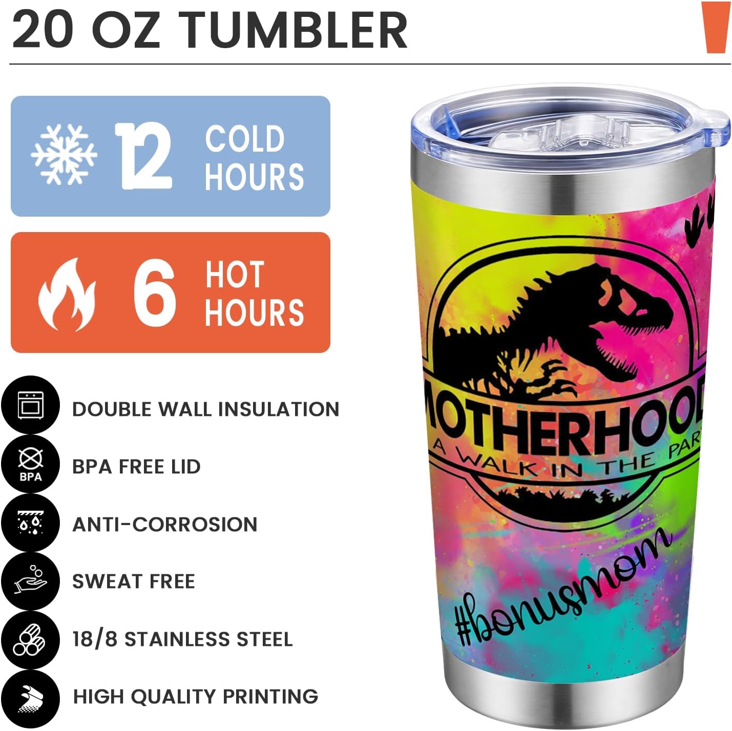 Gifts for Mom Woman 20oz Tumbler with Straws Lid for Woman, Stainless Steel Vacuum Travel Tumbler, Double Wall Insulated Coffee Mug, Gifts For Mom Woman - Image 4