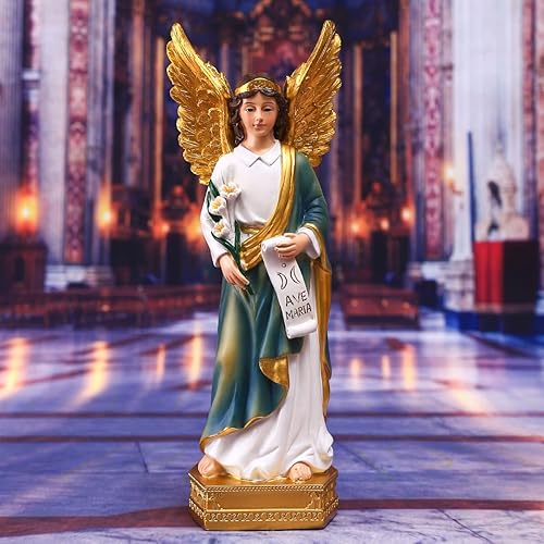 Miniatura 6 de Estatua de San Gabriel El Arcángel, 8 pulgadas de alto, regalo católico de resina de San Gabriel, figura del mensajero de Dios, adecuada para