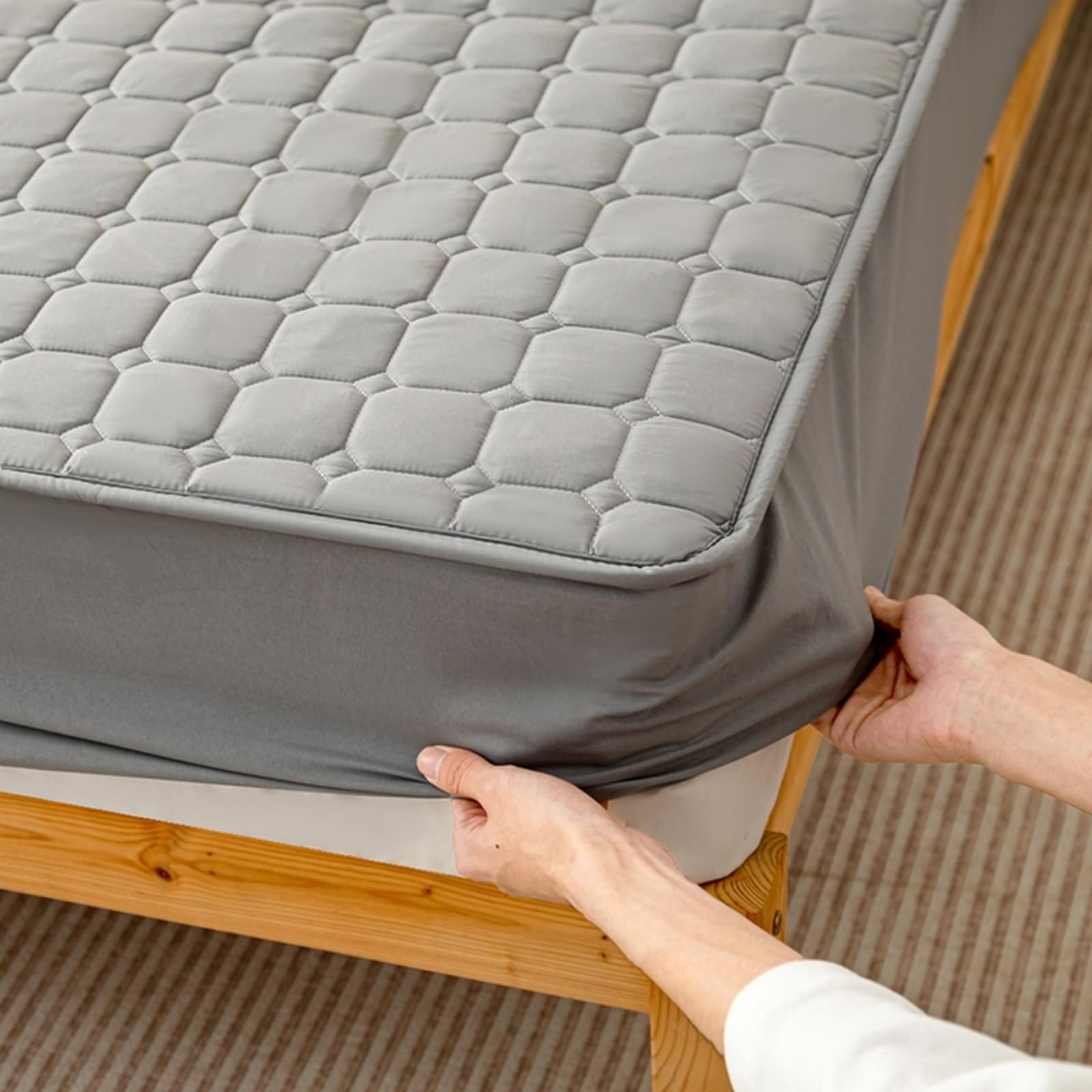 Wodoodporny ochraniacz na materac 120 x 200 cm – ciemnoszary, oddychający, zmywalny pokrowiec pasuje do materacy o głębokości do 30 cm, najlepsza ochrona materaca przed alergiami i zalaniem