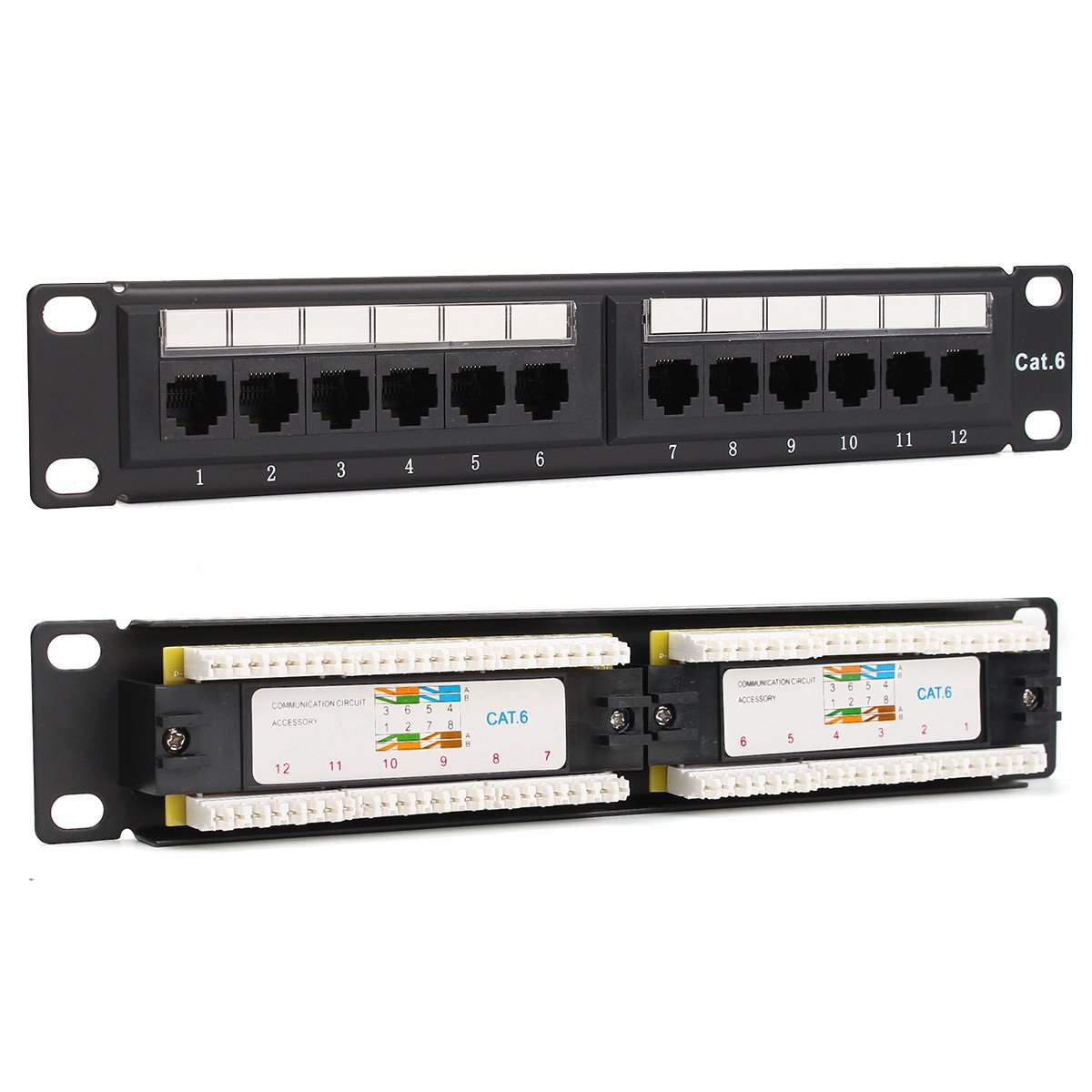 12 Port Cat6 Cat5 Rj45 Patchpanel Ethernet Netzwerk Rack Wandhalterung - #2