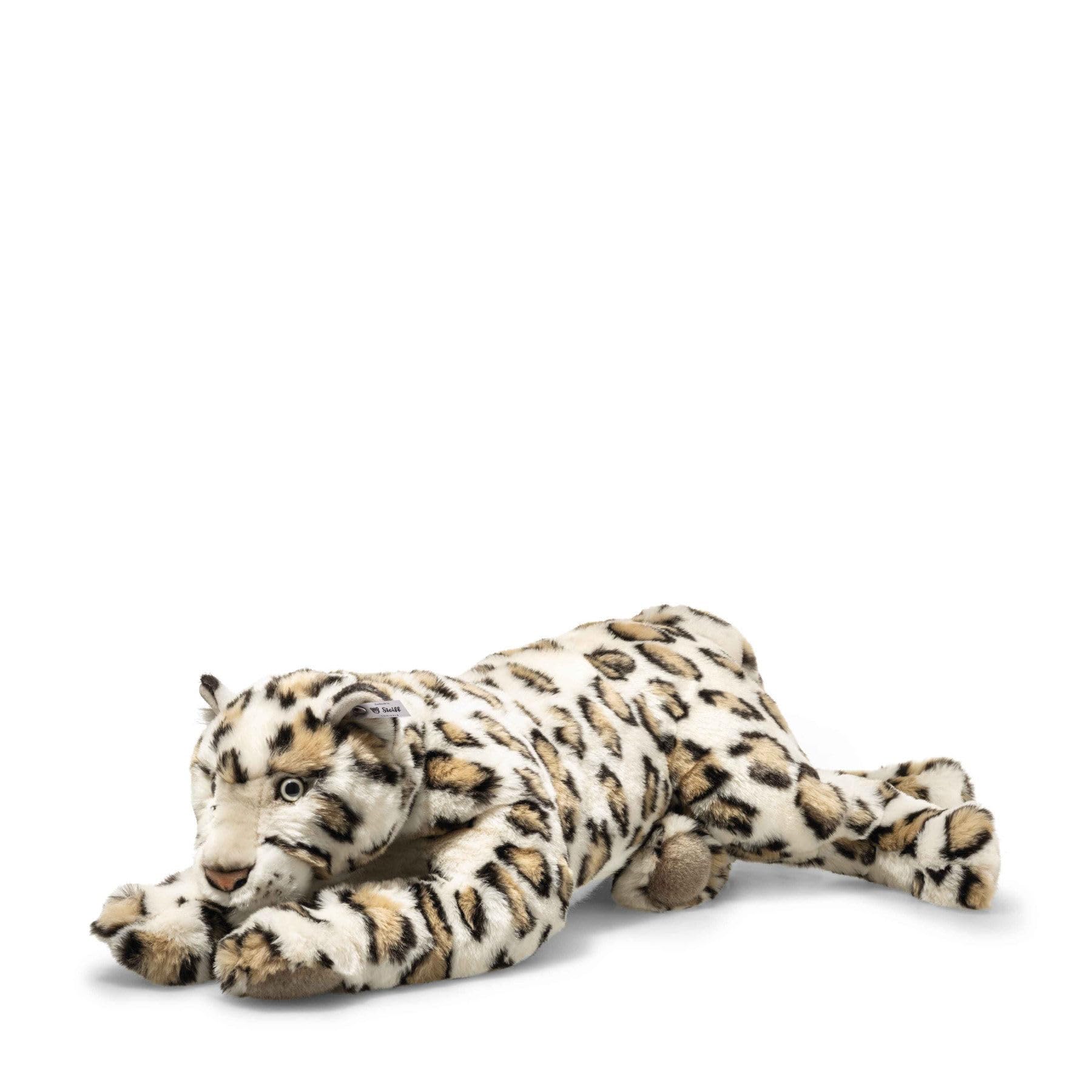 Steiff Parddy lampart śnieżny 55 cm, kremowy, w plamy, realistyczna przytulanka z cętkowanym futrem, z przytulnego pluszu, miękka i ruchoma, można prać w pralce