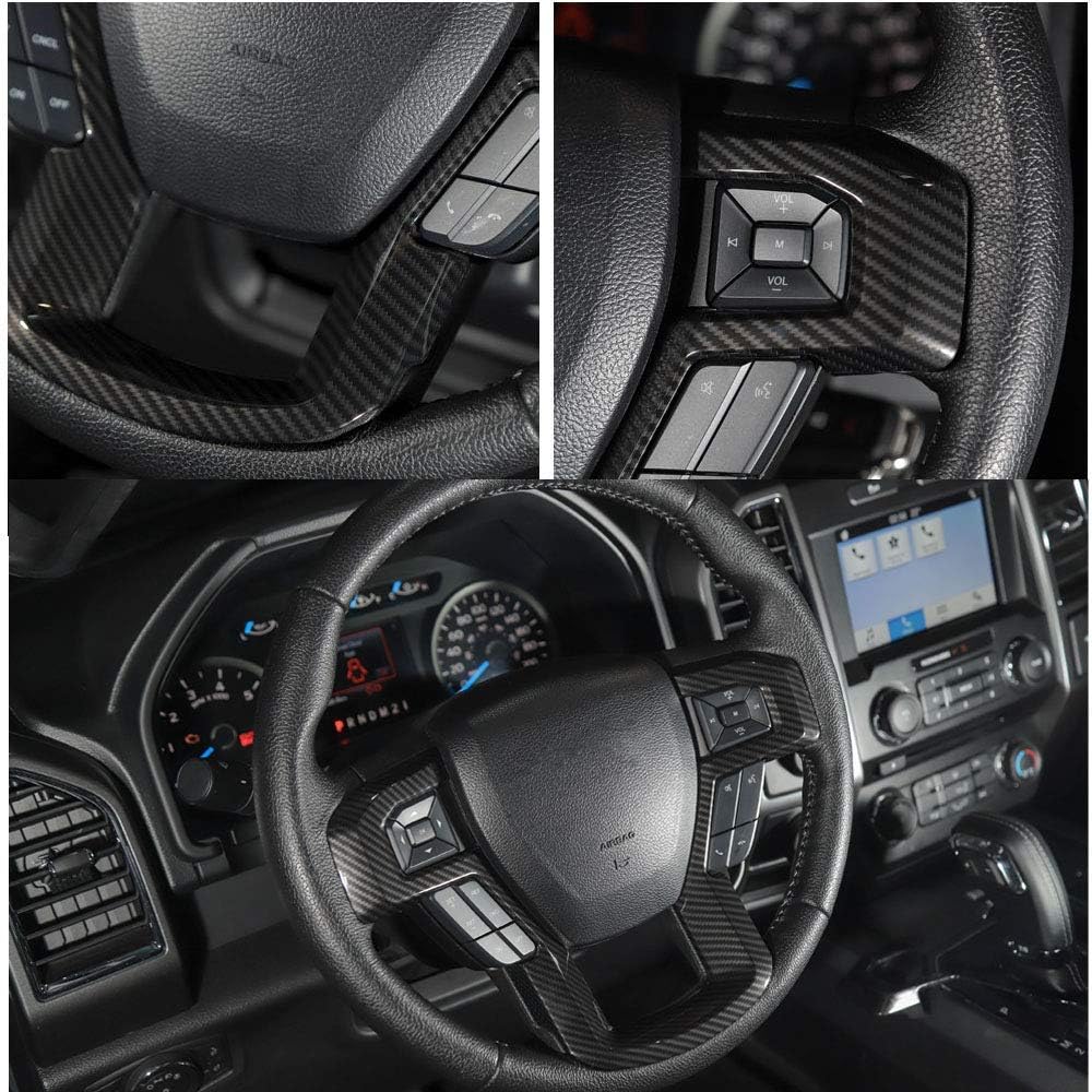 Keptrim for F-150 ABS Carbon Fiber Steering Wheel Trim Dash Board Cover for 2015-2019 Ford F150, 2017-2019 F250 F350, 4pcs