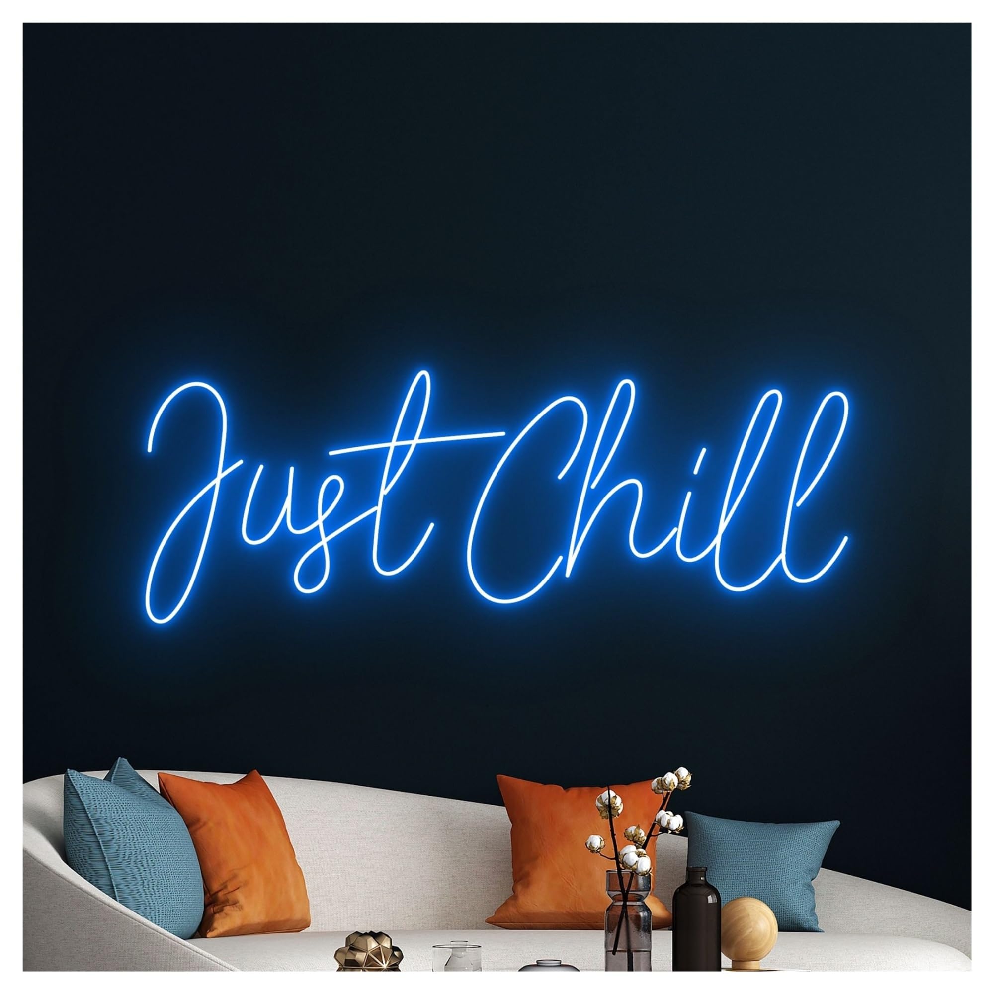 XENITE Luces Art Decoration Christmas Letrero De Neón Just Chill Con Luz LED Regulable Para Tienda, Sala De Estar, Dormitorio, Bar, Club, Fiesta, Decoración De Pared, 45cm