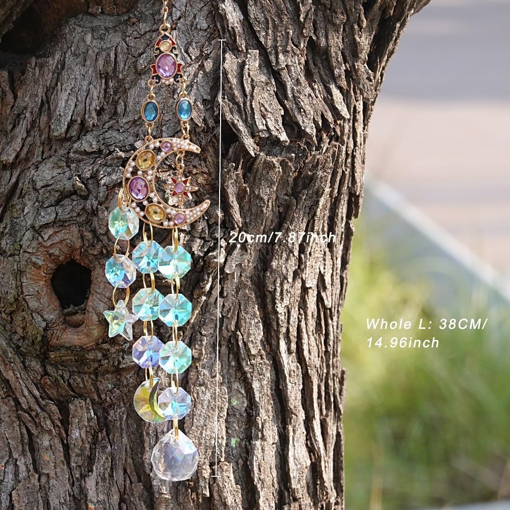 Compact Moon Prism Suncatchers Rainbow Maker for Window Car Rearview Decor image 4