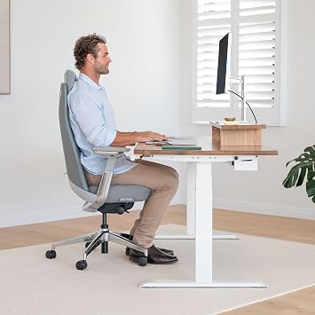 Desky Pinnacle Executive Office Chair, High Back Leather Desk Chair with Adjustable Height, Padded Arms, Tilt Recline & Swivel Base, Ergonomic Chair for Home or Office (Black/Polished Aluminium)