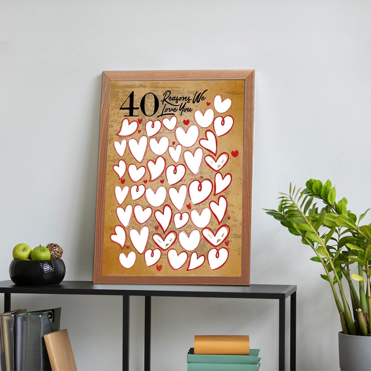 40 Reason Why We Love You,40th Birthday Wall Decor,Birthday Gifts for Women Men,Guest Canvas 40th Anniversary or Birthday Party Favors Decoration-24x18 In