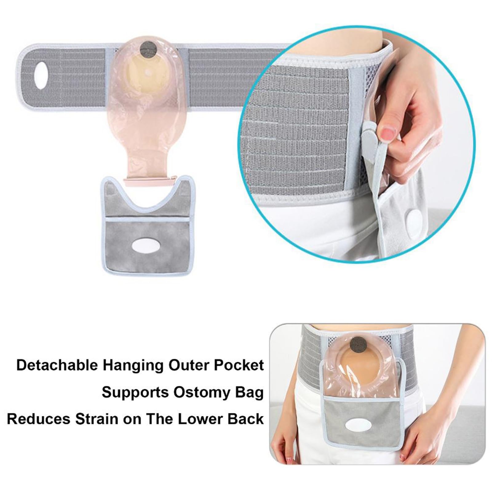 Stoma Gürtel, Verstellbarer Stoma Bandage, Atmungsaktiver Stomagürtel für Die Zeit Nach Der Operation Schützt Stomabeutel, Die Blendenöffnung Ist Verstellbar (4-9 Cm)(Medium)