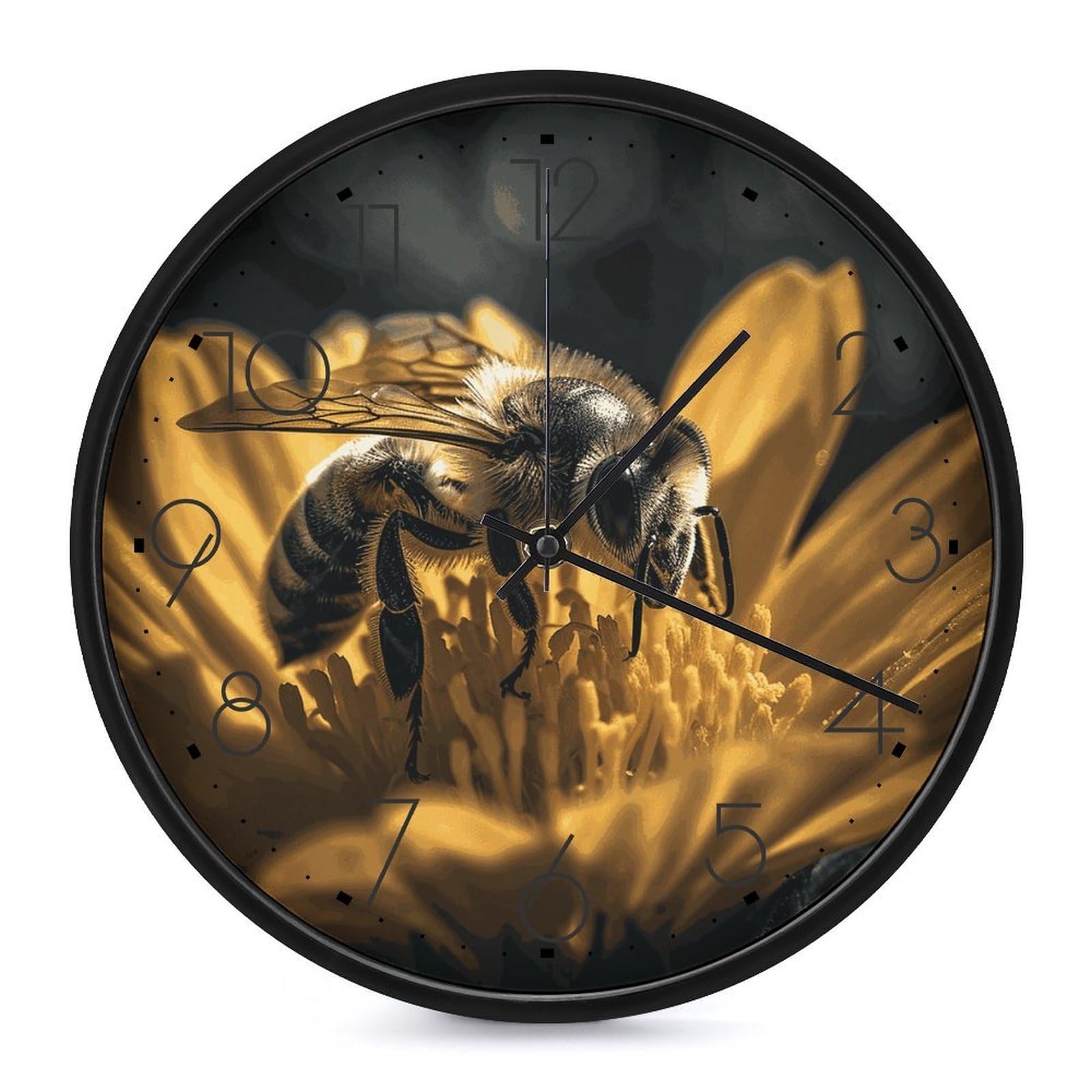 Adfgyerh Black-Style Serious Bee Clock，9.8 Inch Battery Operated Wall Clock Classic Simple, Decorative Wall Clock.analog Clock For Kitchen Office Bathroom Bedroom.