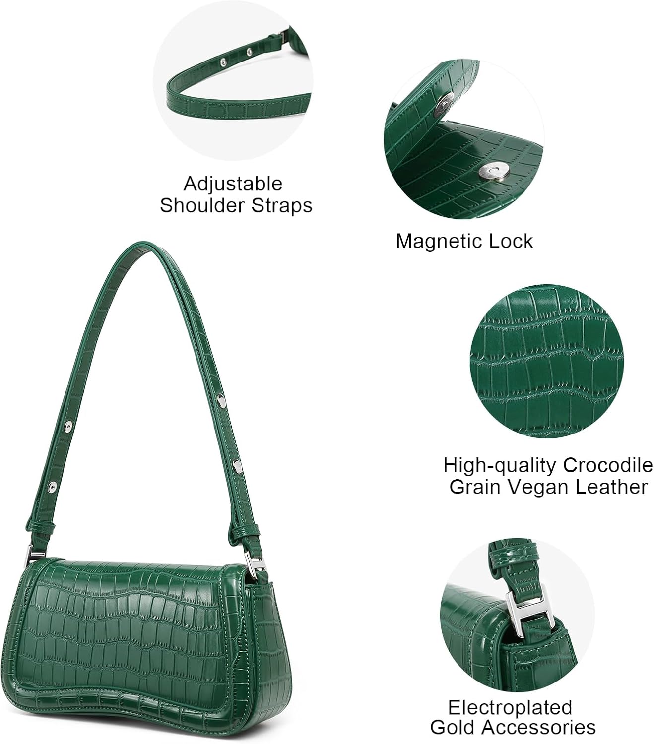 CLUCI Small Shoulder Bags,Purses for Women Vegan Leather Crossbody Handbag Clutch Hobo Purse - Image 4