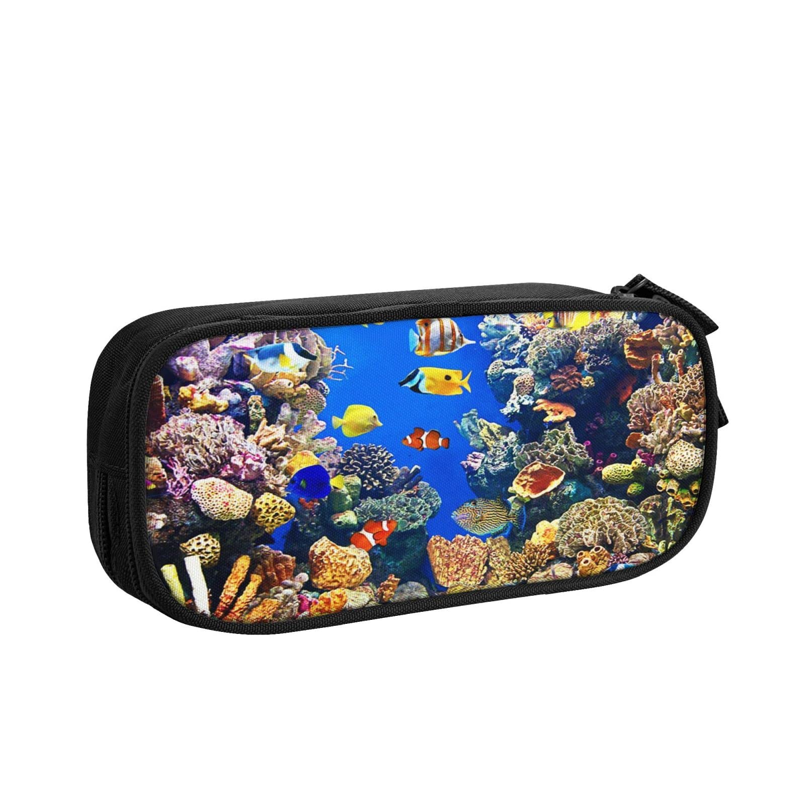 Astuccio Con Pesci Tropicali 20x7.6 Cm – Portapenne In PVC Per Scuola E Ufficio, Organizer Bianco Per Studenti
