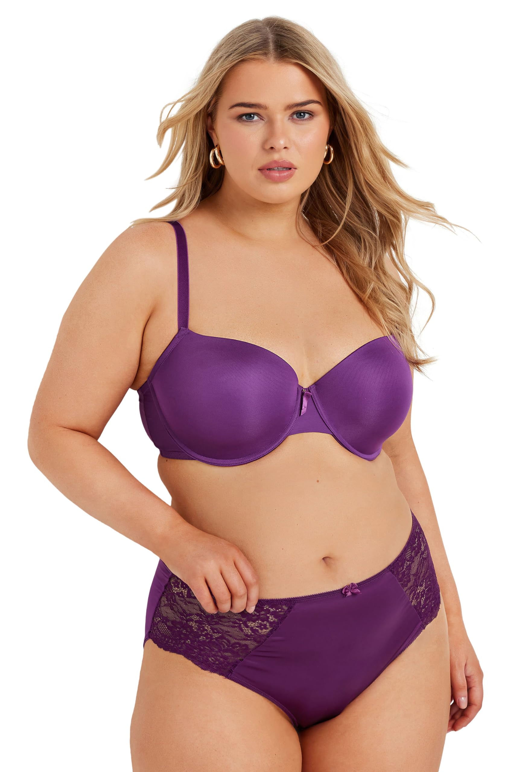 Yours Women's Purple Curve Satin Full Briefs - Plus Size Curve