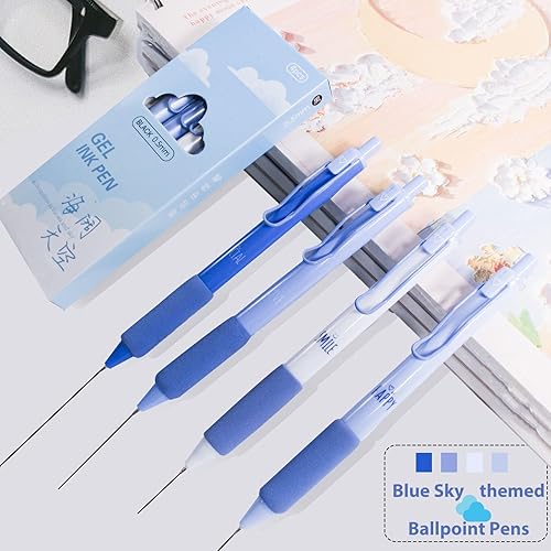 Miniatura 9 de Bolígrafos retráctiles, punta fina (0.020 pulgadas), tinta negra, paquete de 4 unidades, bonitos bolígrafos de té verde para suministros escolares