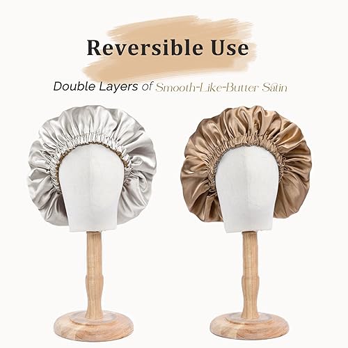 Miniatura 3 de Gorro de satén de seda para el cabello para dormir, capó para el cabello para mujeres, cabello rizado y natural