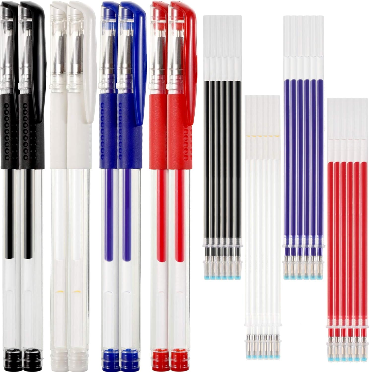Chengu 8 Pieces Heat Erasable Pens Fabric Marking Pens with 24 Pieces Replaceable Pen Refills for Fabric Quilting Sewing Dressmaking, 4 Colors