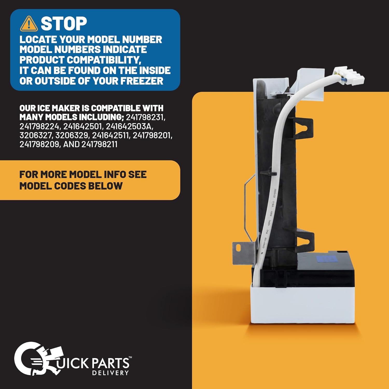 Ice Maker Replacement Kit - Refrigerator Ice Maker Assembly for Side-by-Side and Top-Mount Types - Compatible with Kenmore, GE, Frigidaire (241798231/241798224), and Other Models