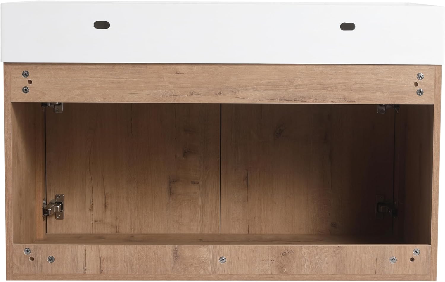 Malwee 36 Inch Floating Bathroom Vanity with Sink, 36'' Single Sink Wall Mounted Bathroom Vanity, with 2 Doors and White Resin Basin Top, Wall Hung Storage Cabinet Set(035-36)
