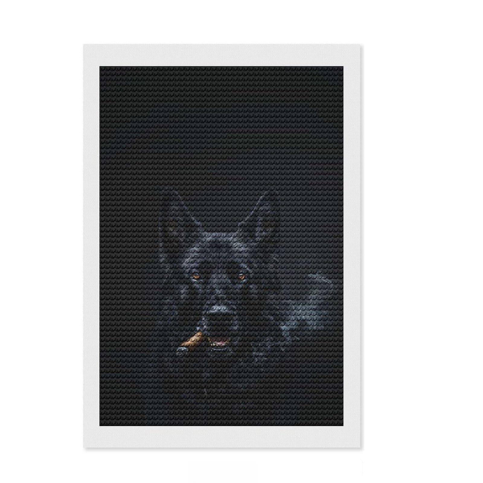 Junmoney German Shepherd Cigar Full Drill Diamond Painting Kit 8"x12", Neat Printed Canvas, Sparkling Round Gems, Easy Handmade Project