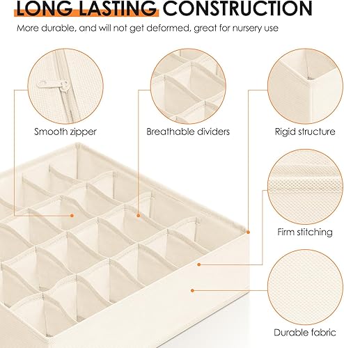 Miniatura 4 de Organizador de cajones, paquete de 8 contenedores organizadores de aparador para ropa de bebé, calcetines de ropa interior, organización de armario