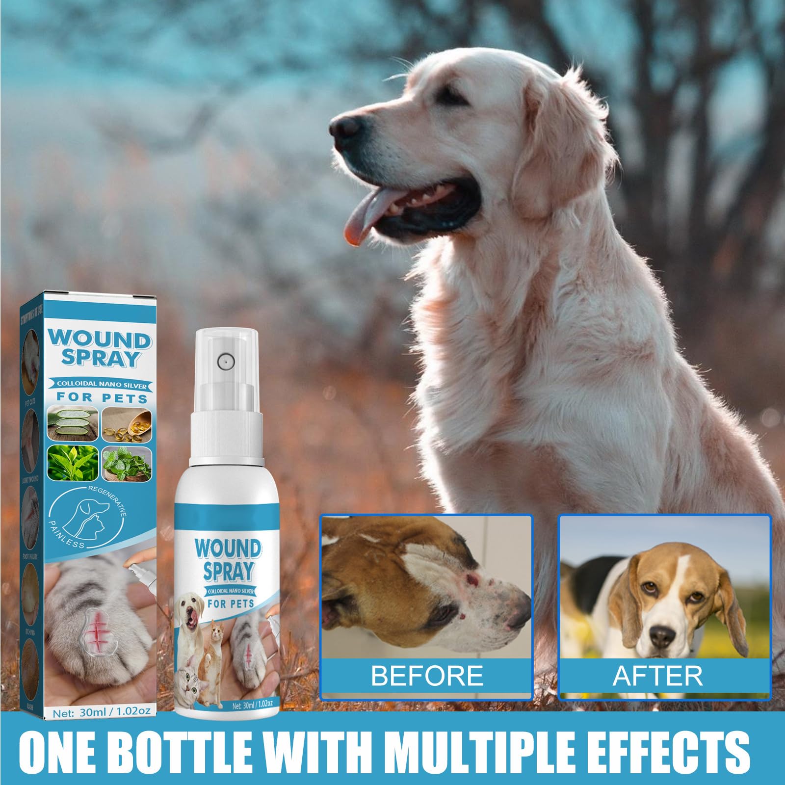 Spray de Guérison pour Animaux,Pansement Liquide pour Plaies Chien,Spray de Cicatrisation pour Animaux de Compagnie,Spray de Guérison des Plaies,Spray deNettoyage pour Animaux de Compagnie