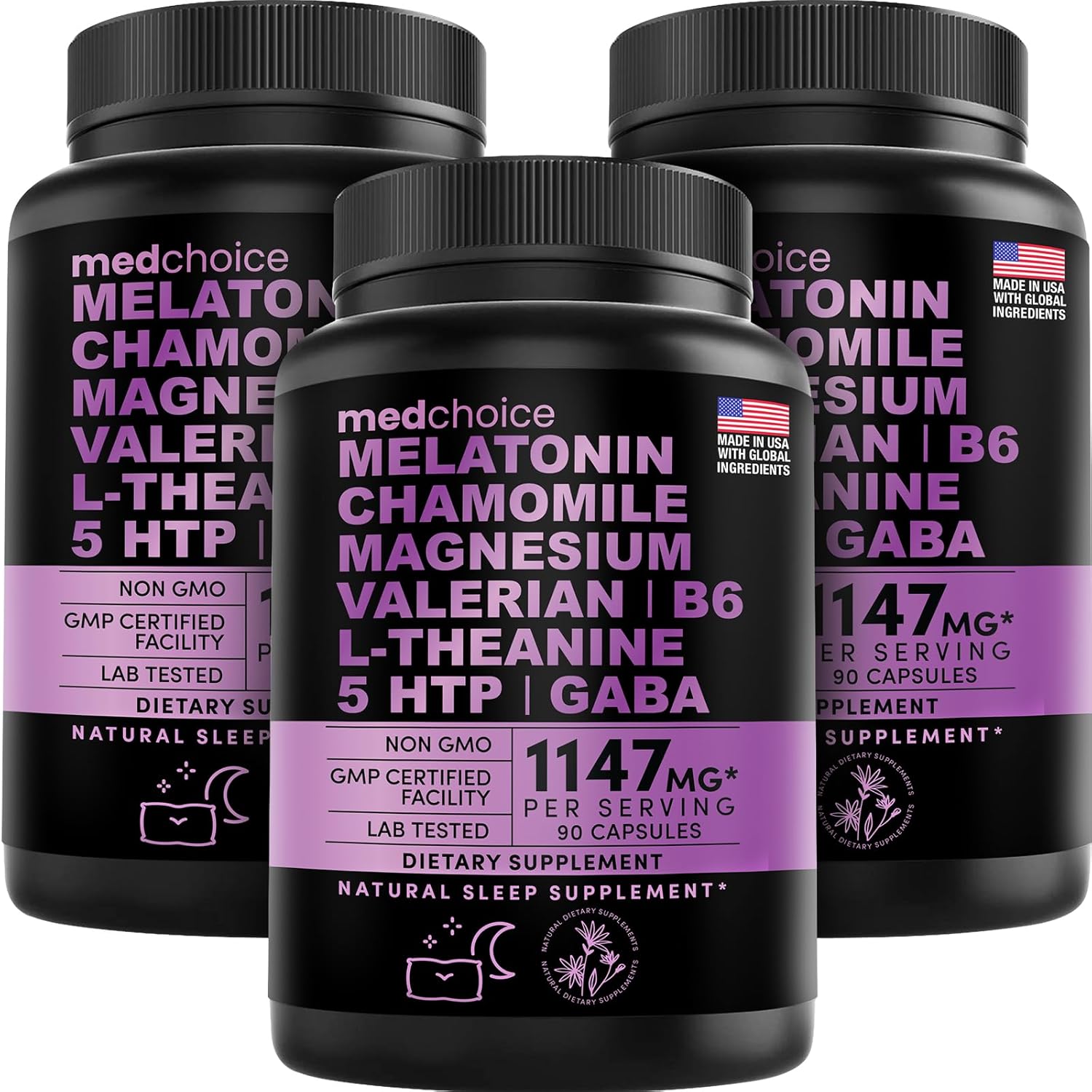 MEDCHOICE Melatonina 10 en 1 6 mg ayuda natural para dormir, suplemento