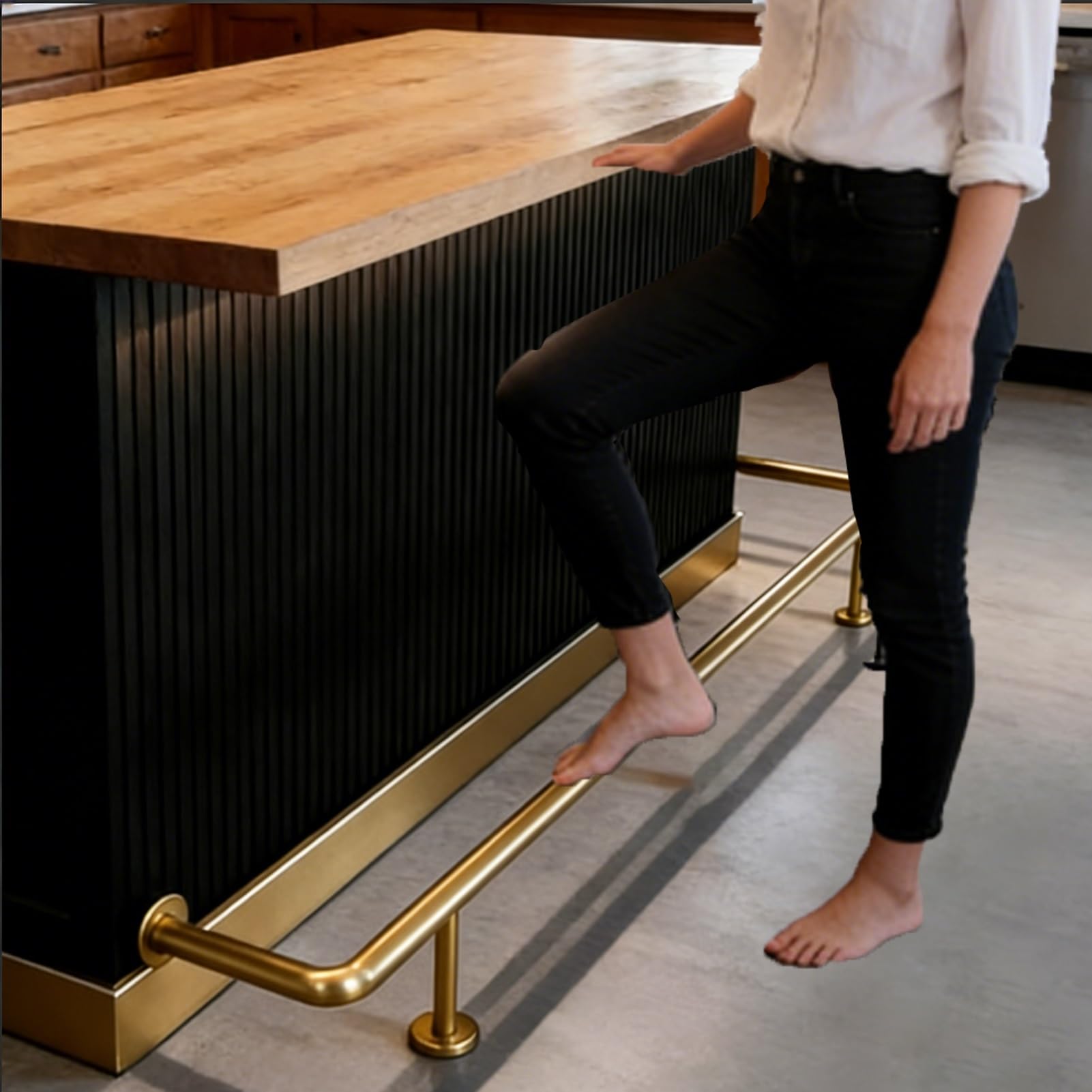 Bar Foot Rail Kit 4ft / 6ft / 8ft / 9ft / 10ft, Kitchen Island Undercounter Foot Railing with Mount Hardware, Commercial Footrest Pole Black/Gold(Gold,170cm/5.6ft)