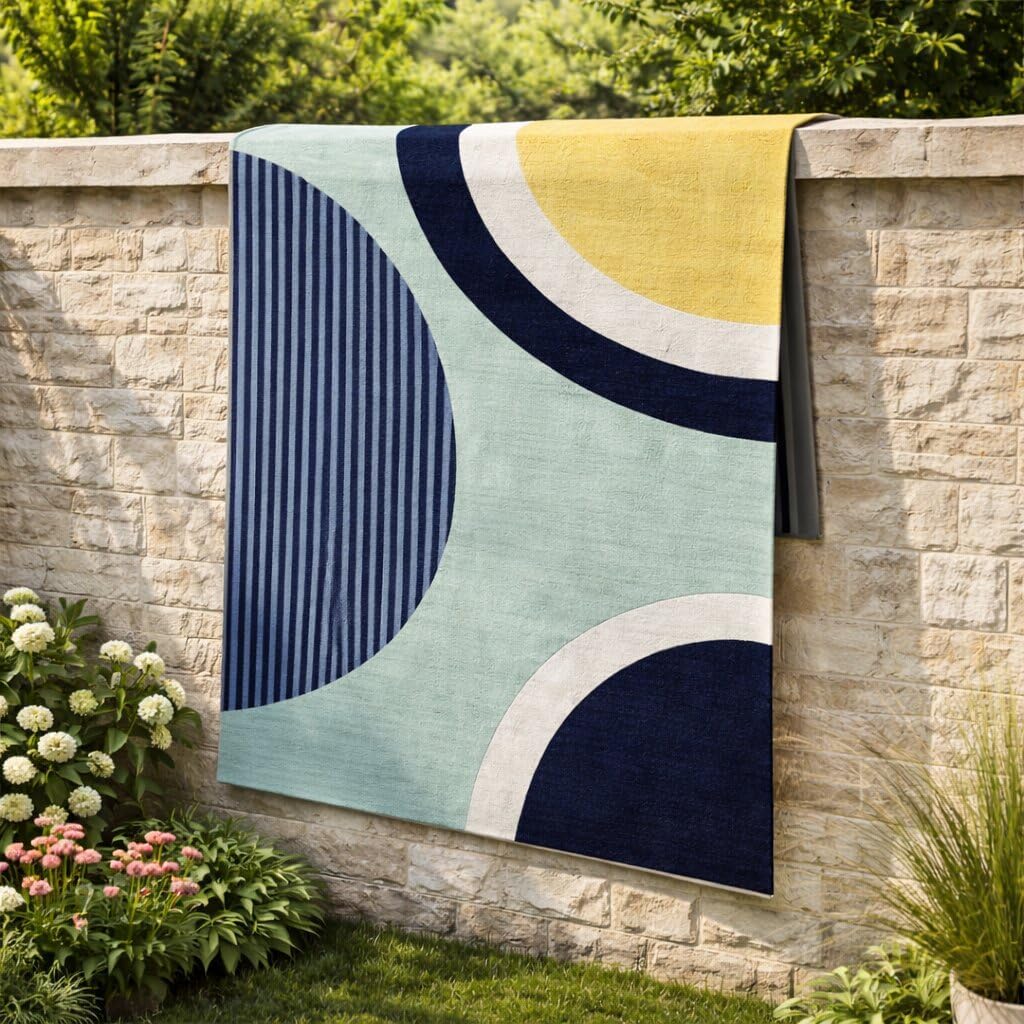6'x10' Hand Tufted Wool Area Rug Modern Geometric Multicolor Carpet, Soft Handmade Rectangular Rug for Living Room, Bedroom, Hallway & Home Decor