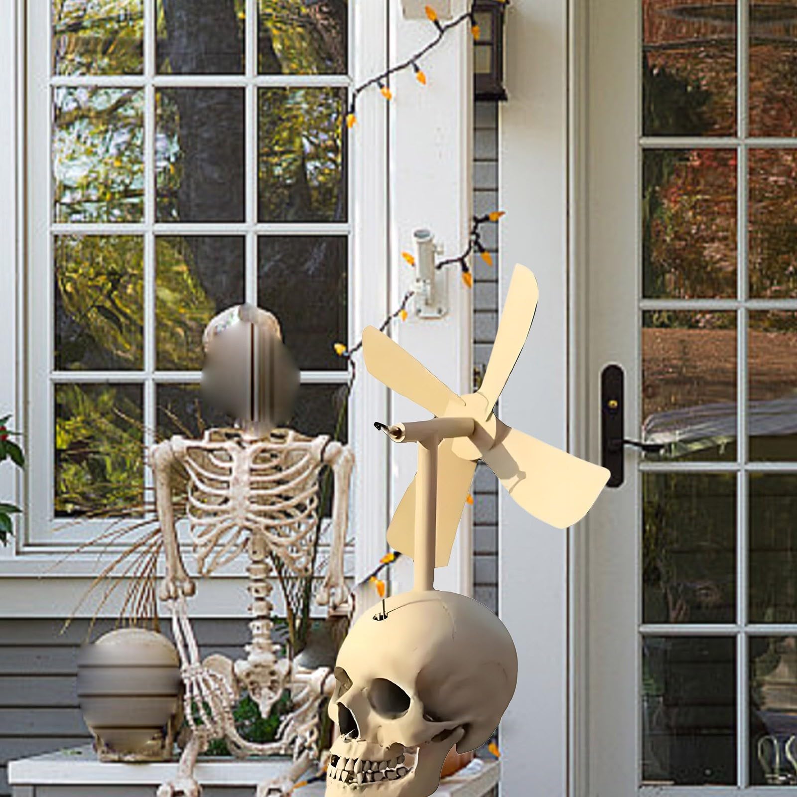 2026 Windmühlen-Garten-Metall-Halloween-Outdoor-Skulptur für Terrasse (White, 45cm)