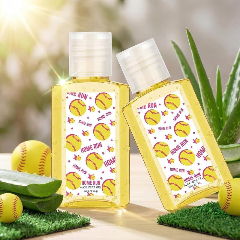 Gel de aloe vera Demissle com aroma de menta e tampa flip-top, estampa de softball, 30 mL, Pacote com 24
