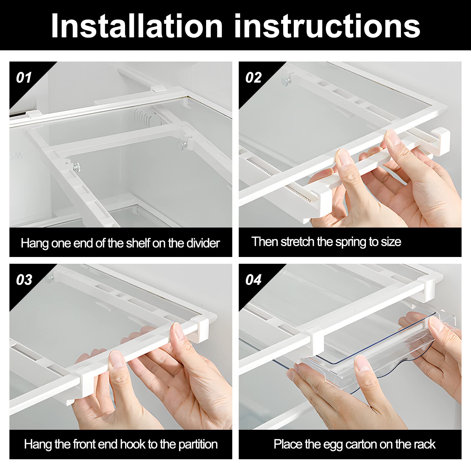 Organizador de Huevos con Cajón para Refrigerador Caja para Huevos Transparente con Cajón Extraíble Dispensador Automático para Hasta 21 Huevos Ahorra Espacio en PET