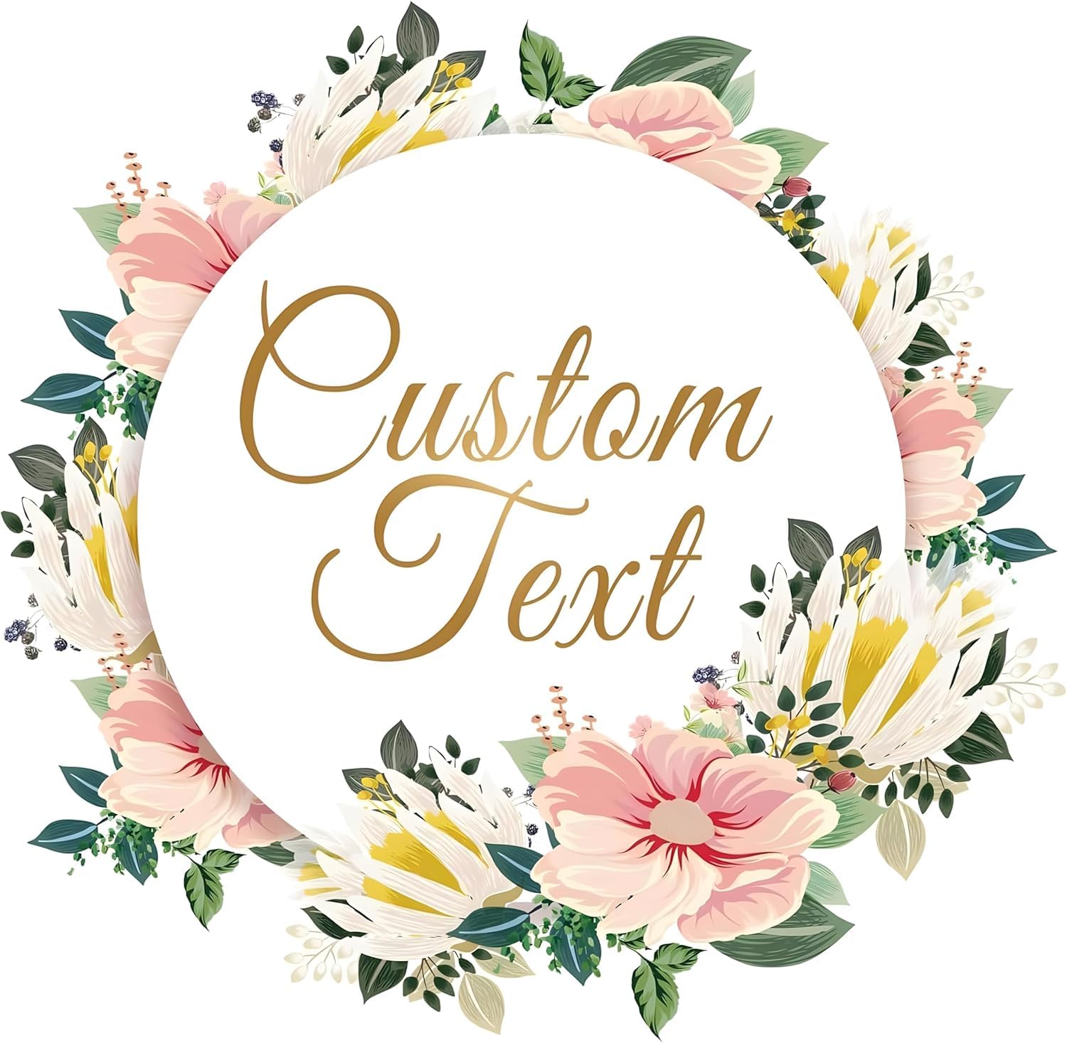Custom Logo Stickers - Design Your Own Personalized Labels with Text, Image, & Photo - Waterproof, UV Protected, Fade & Heat Cold Resistant - Pack of 100 (Wreath 25, 89mm) โ image 1