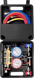 AURELIO TECH 3 Way A/C Diagnostic Manifold Gauge Set, Fits R134A R12 R22 and R502 Refrigerants, with 5FT Hose, Acme Tank Adapters, Adjustable Couplers and Can Tap, 2023 Leak-Proof Upgrade Version