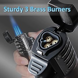 Zoocura Torch Lighter 2 Pack Triple Jet Flame Butane Torch Lighters Refillable Butane Gas Lighters Windproof Adjustable 3 Flame Lighter for Christmas (Without Gas)