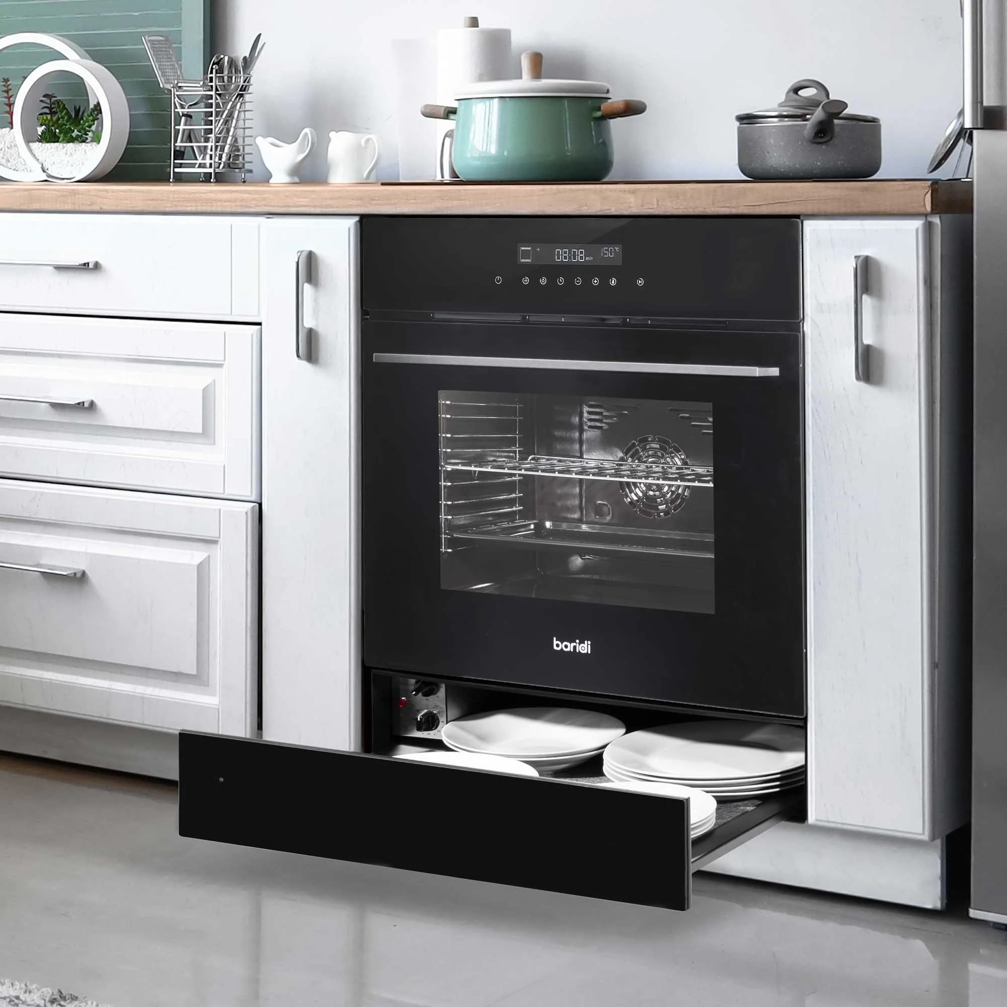 Baridi 60cm Built-In Warming Drawers, Push-to-Open, Anti-Slip Mat - Black - DH201 — view 2