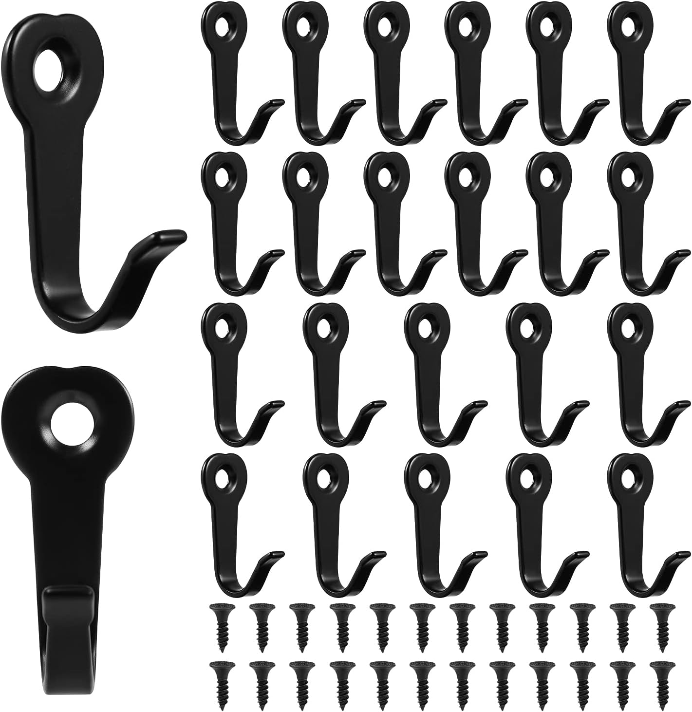 24pcs Coat Hooks with Screws, Heavy Duty Coat Hanger Hooks for Wall