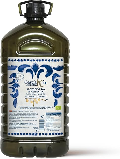 GARCÍA DE LA Cruz - Organic Extra Virgin Olive Oil, Olive Oil for Cooking, Olive Variety, Sourced in Spain, Montes de Toledo, Recycled PET Container, Carafe - 5L