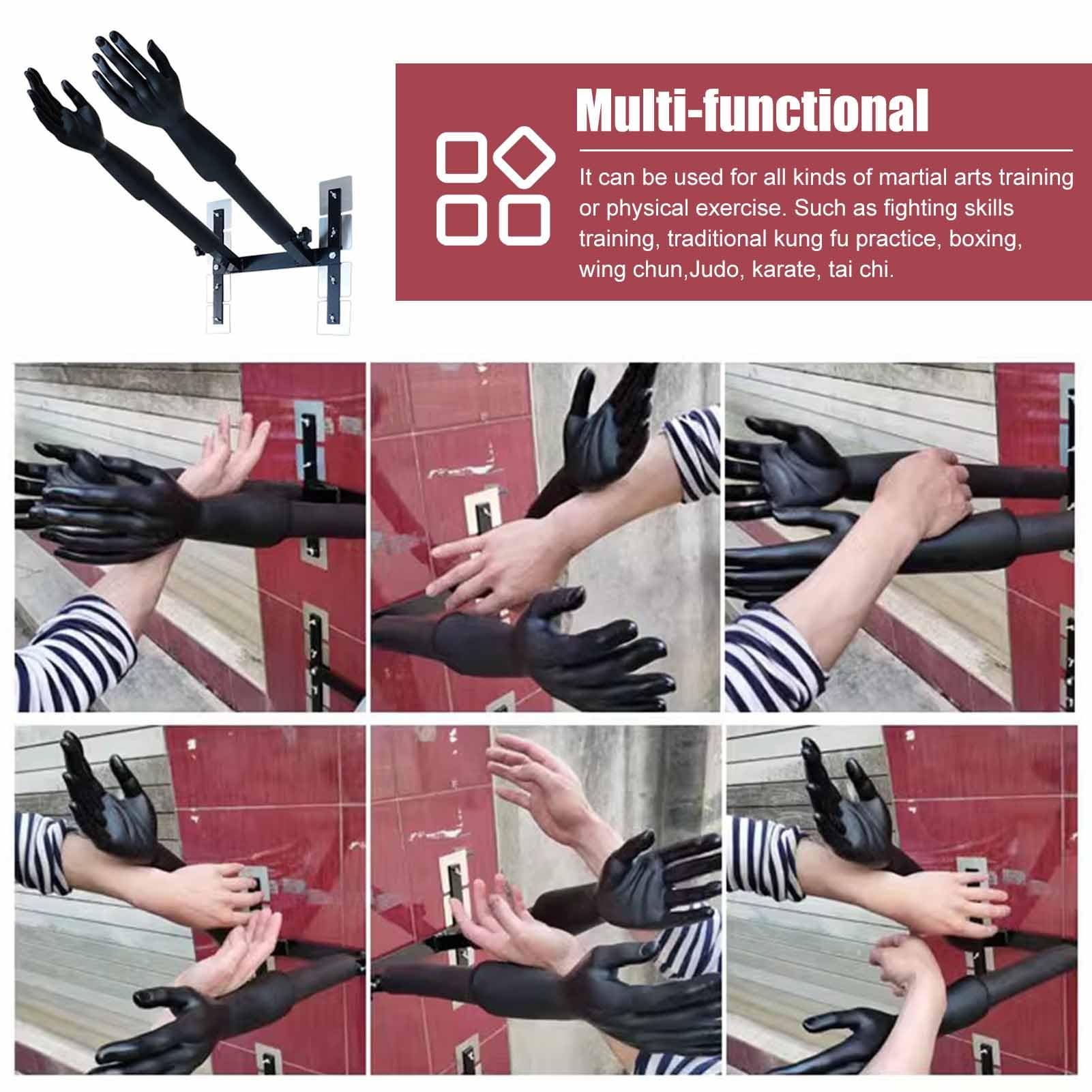 ZIMGOD Wing Chun Dummy Spring Arms Martial Arts Training Equipment, Wall Mounted Wing Chun Dummies Trainer, Black Kung Fu Practice Device with Fitting, Easy to Install