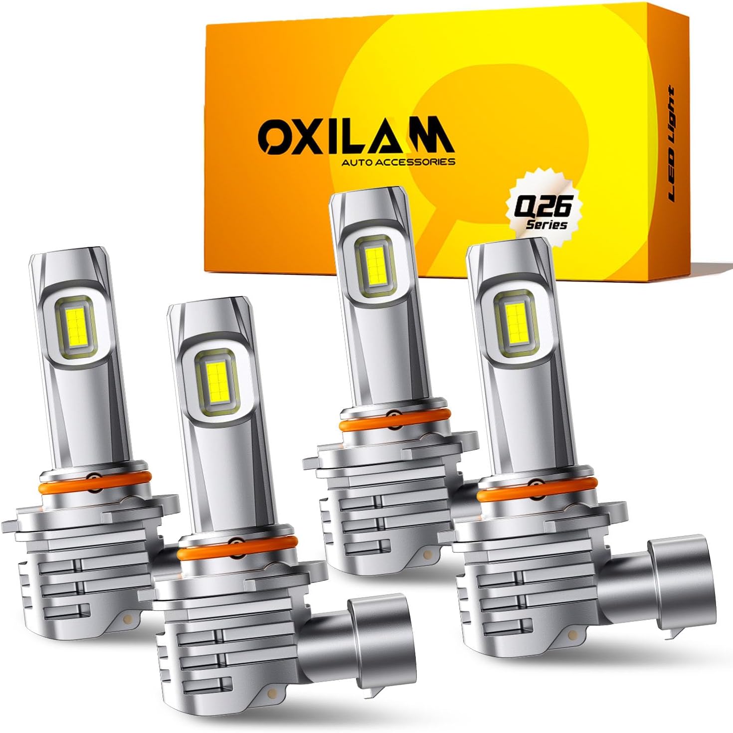 OXILAM 9005/HB3 9006/HB4 LED Bulbs Combo, 60000LM Super Brighter 6500K HB3 HB4 Fog Bulbs with Fan, Plug and Play, IP68 Waterproof, Pack of 4