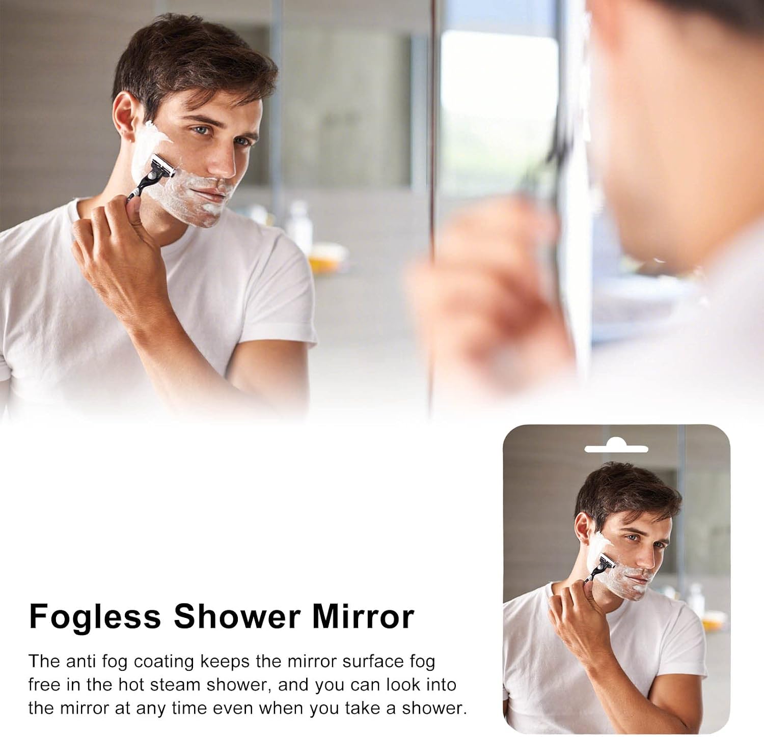 Shower Mirror, Stainless Steel Shaving Mirror Sturdy Lightweight for Bathroom