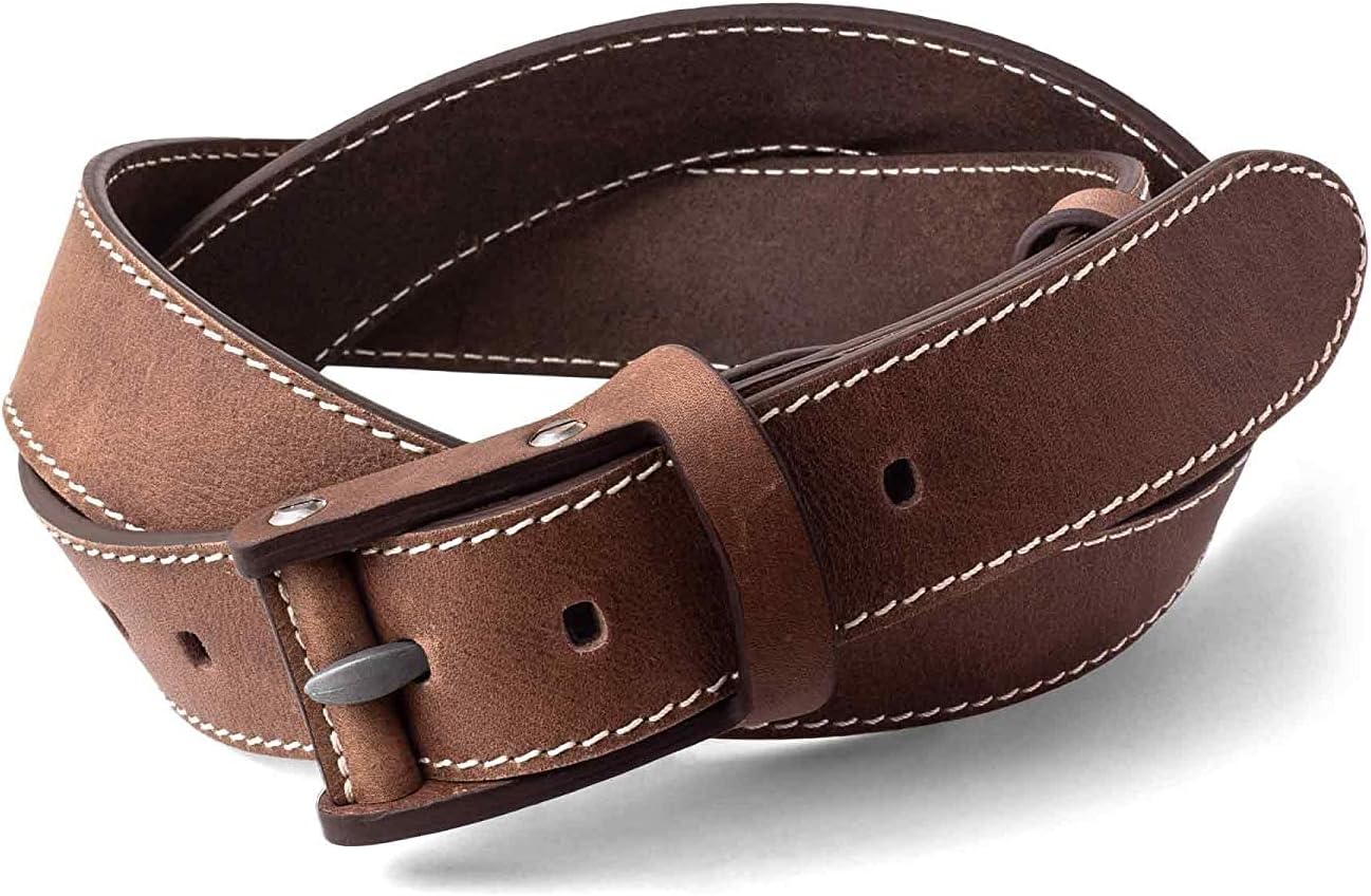 PEGAI Distressed Leather Belt for Men | Rustic Minimalist Handcrafted Leather Belt | Boone