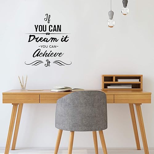 Calcomanía de vinilo para pared, con texto en inglés "If You Can Dream It You Can Achieve It", 26 x 23 pulgadas, decoración positiva para