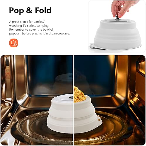 Miniatura 4 de Li&Zhao - Máquina de palomitas de maíz de silicona, para microondas, cuencos plegables reutilizables para noches de cine familiares (gris)