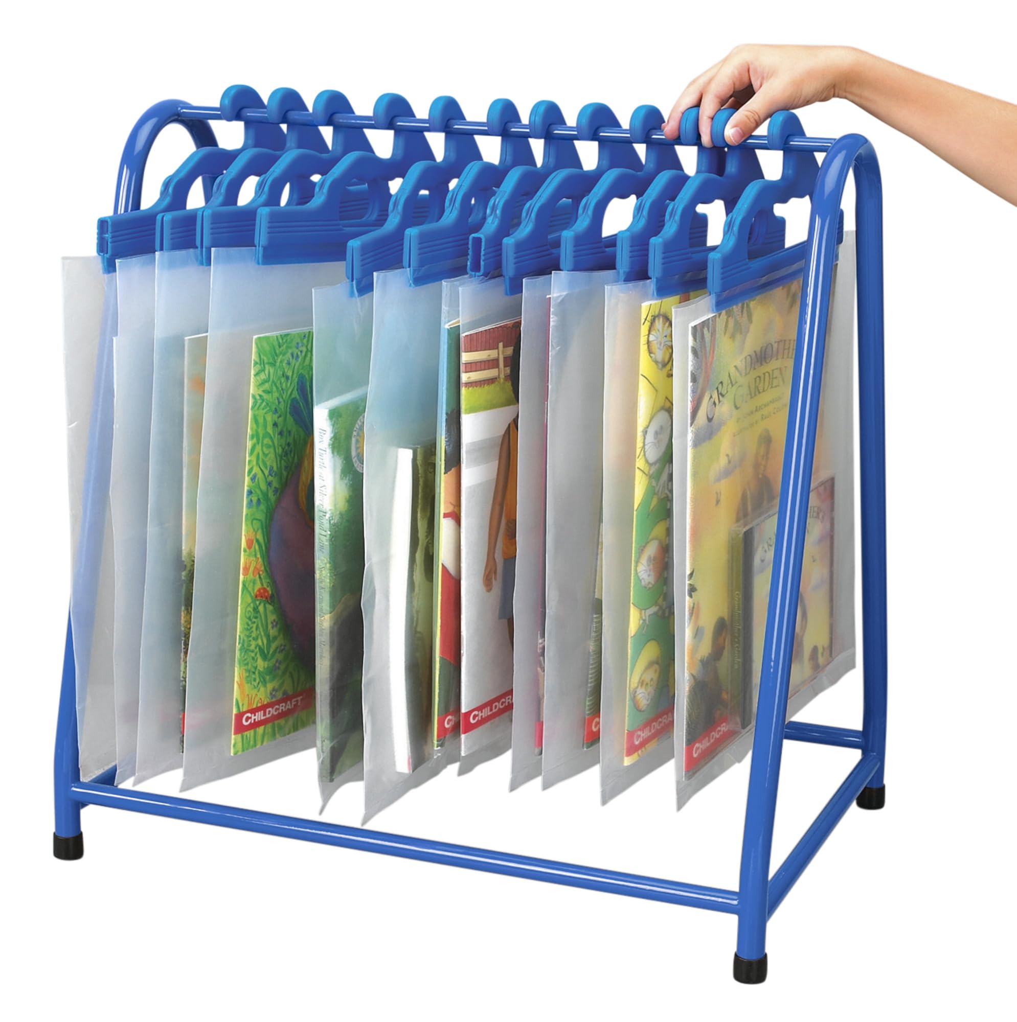 School Specialty Metal Read-Along Book Rack, 18 x 12 x 18 Inches, Blue, Bags Not Included